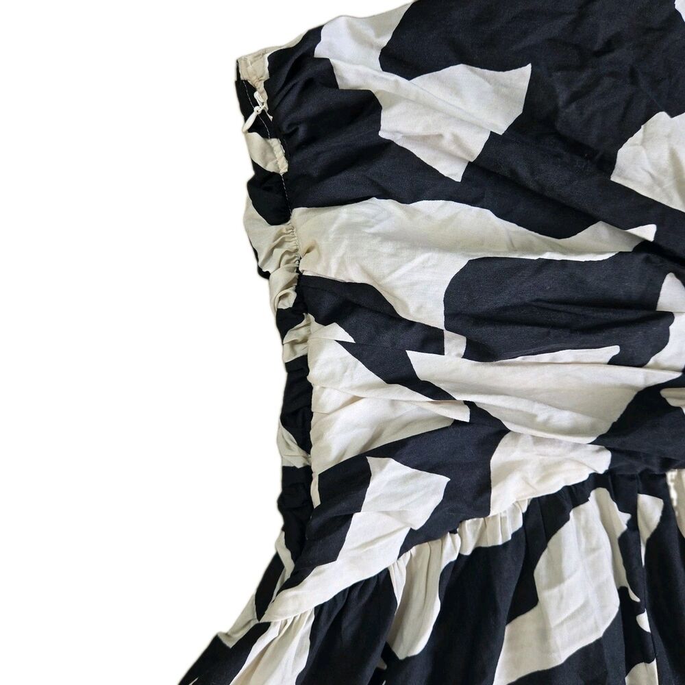 Abercrombie Fitch One Shoulder Cutout Maxi Dress Pockets NWOT M Black White - Picture 12 of 16